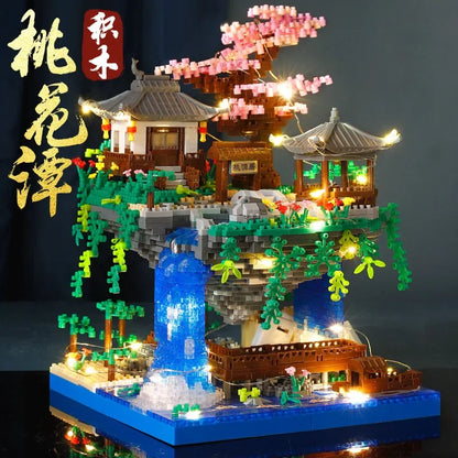 maison dans les arbres Mini bloc de diamant particules fleur de pêcher piscine traditionnelle